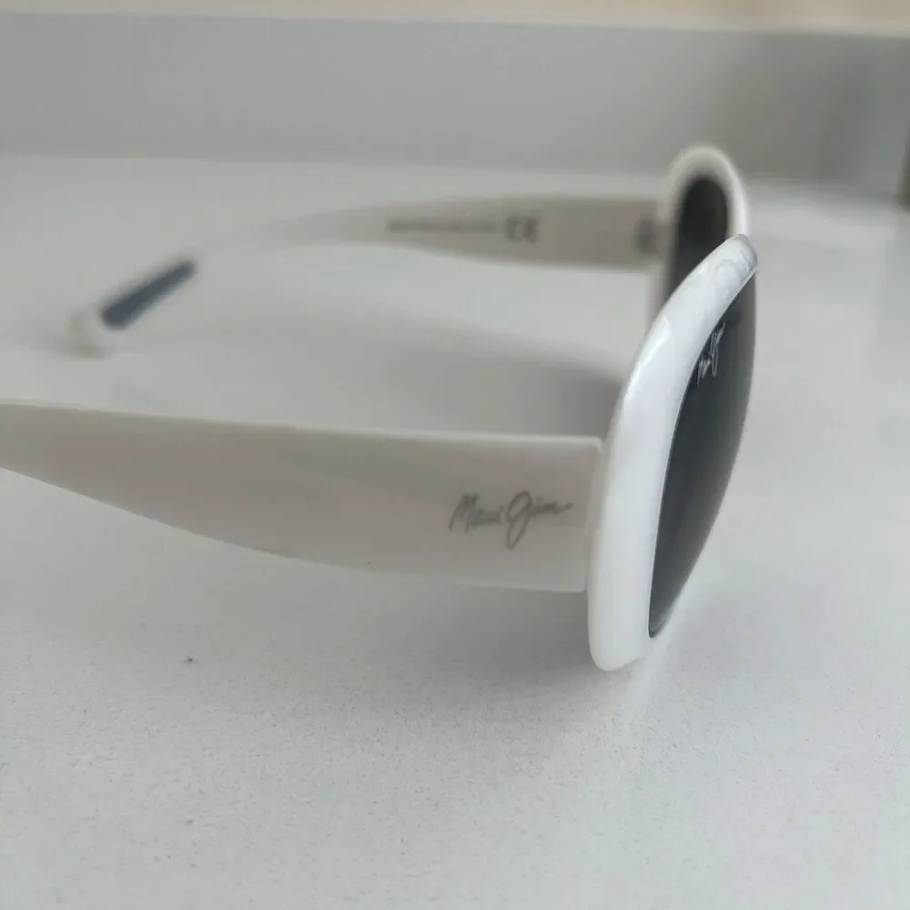 Maui Jim Women’s Nahiku White Pearl Frame Gray Polarized Sunglasses MJ436-05